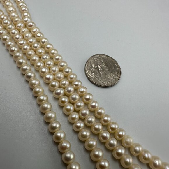 Vintage Faux Pearl Necklace Double Strand Green Accent 14/20 GF Clasp Elegant - Picture 8 of 12